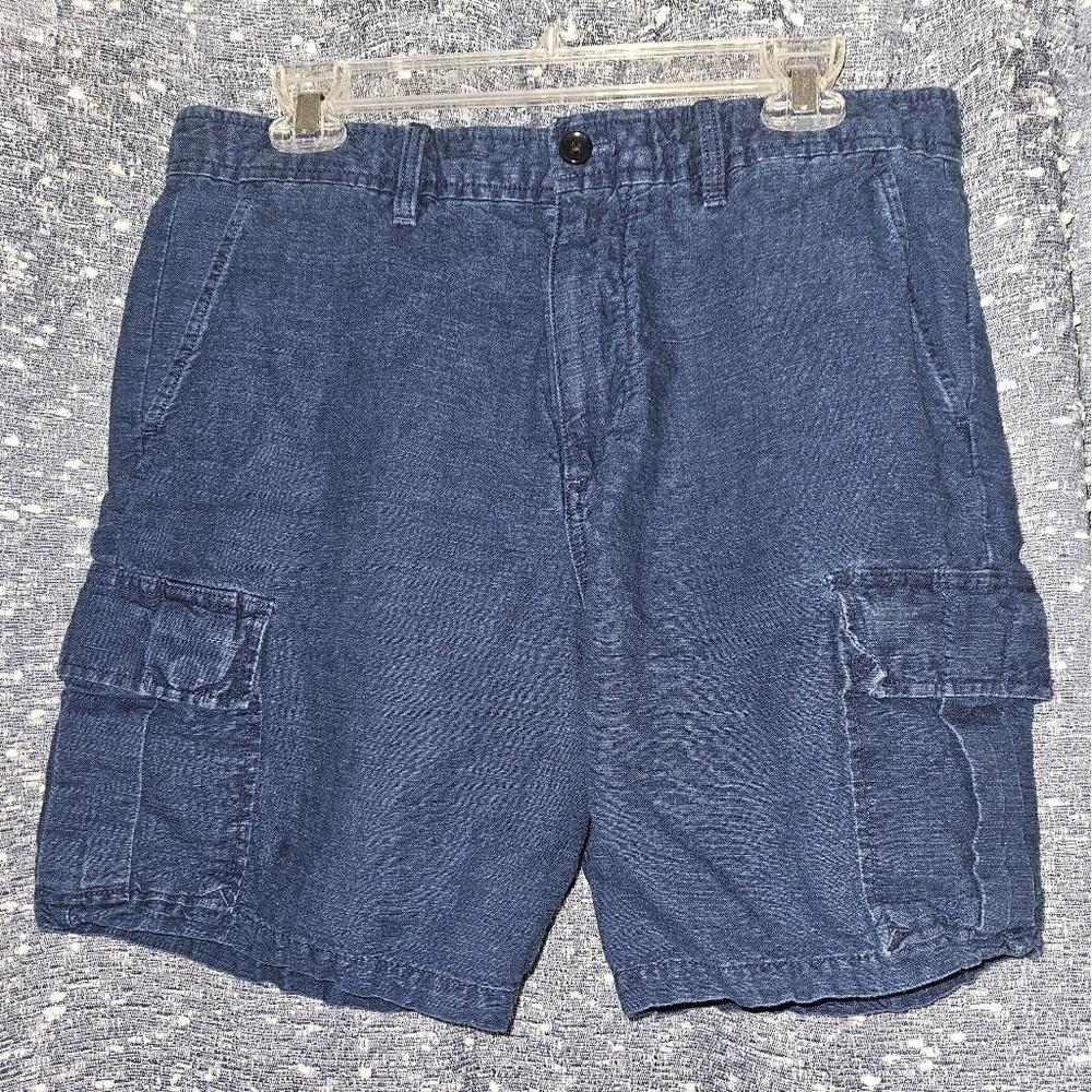 GAP Men's Blue Cargo Shorts Cotton & Linen Size 33